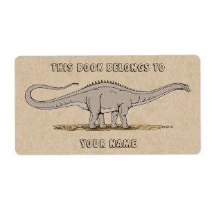 Etiqueta Placa de biblioteca Jurassius Dinosaur Apatosaurus