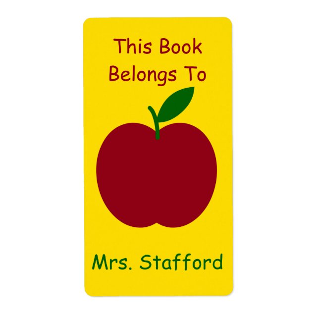 Etiqueta Placas de libros personalizadas de Apple para prof (Frente)