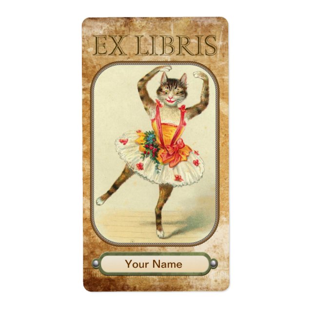 Etiqueta Placas para libros de baile de gatos (Frente)