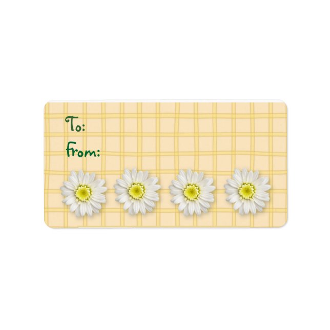 Etiqueta Plaid Daisies Yellow (Frente)