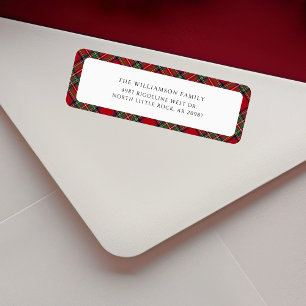 Etiqueta Plaid Red Rustic Navidades Tartán Dirección de Ret