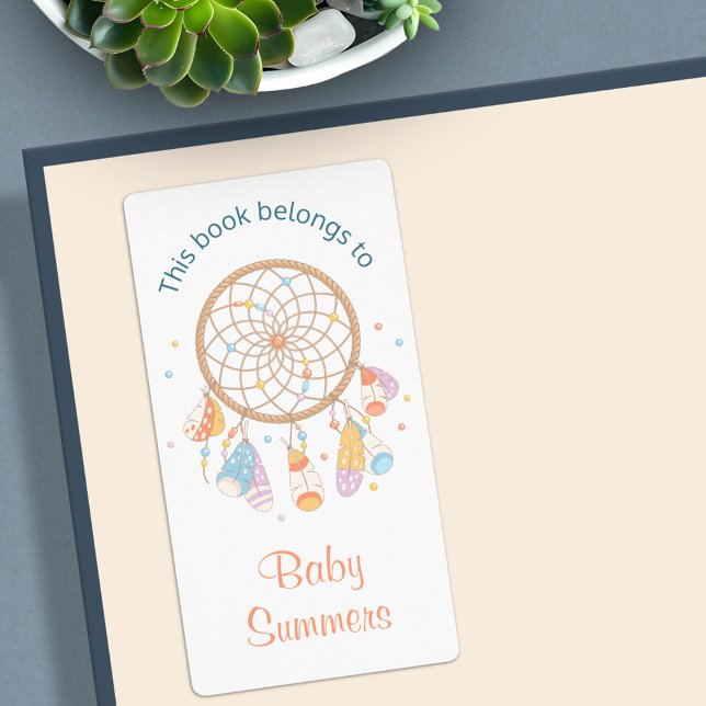 Etiqueta Plano tribal Dreamcatcher Boho Baby Bookplate (Subido por el creador)