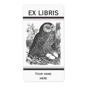 Etiqueta Planta de dibujo de búho retro