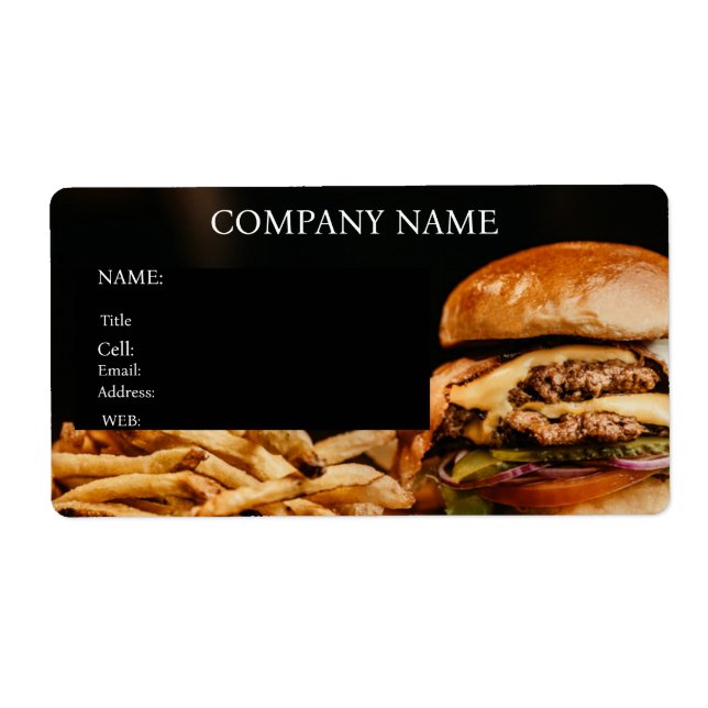 ETIQUETA PLANTILLA BÁSICA TARJETA DE VISITA HAMBURGUESAS (Frente)
