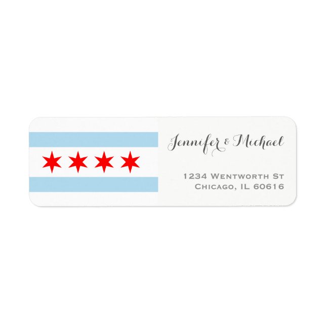 Etiqueta Plantilla de Bandera Elegante de Chicago | Gris Ro (Frente)