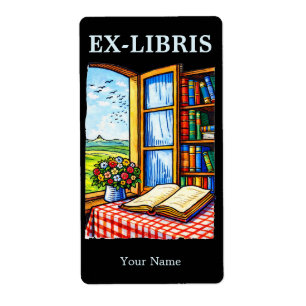 Etiqueta Plantilla de Ex Libris de Color de Ventana de Bibl