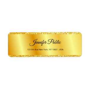 Etiqueta Plantilla de guión elegante para Purpurina dorado