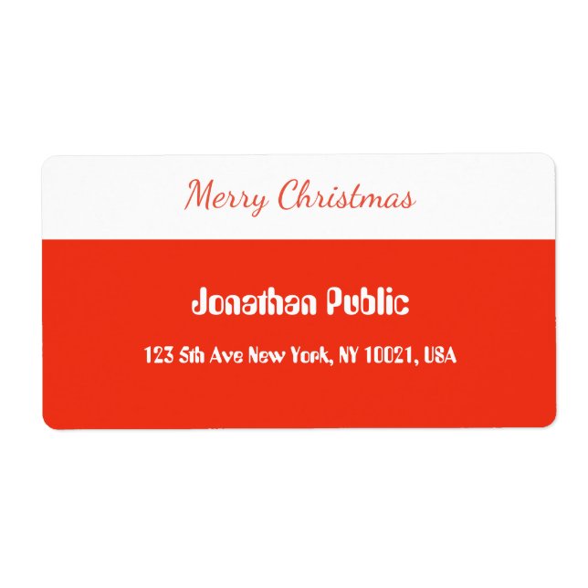 Etiqueta Plantilla de guión rojo Feliz navidad (Frente)