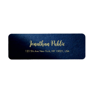 Etiqueta Plantilla de texto personalizado azul y dorado par