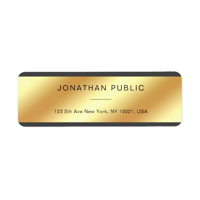 Etiqueta Plantilla Glam Gold Elegant Moderno Simple (Frente)