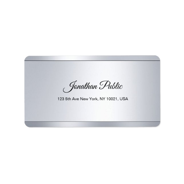 Etiqueta Plantilla Glamour Silver Guay elegante moderno (Frente)