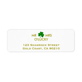 Etiqueta Plantilla MR y MRS: Lucky Irish Green Shamrock Lab