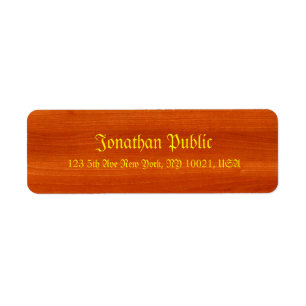 Etiqueta Plantilla nostálgica Elegante Walnut Wood Gold Scr