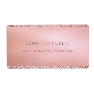 Etiqueta Plantilla personalizada elegante Rosa Gold Purpuri