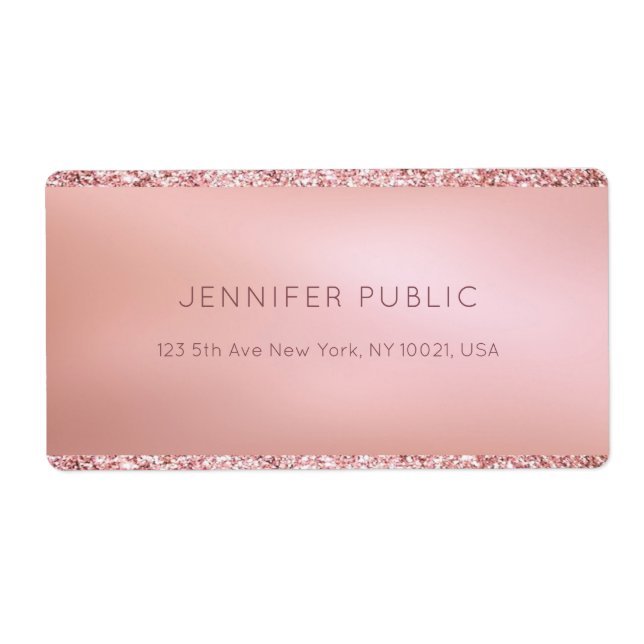 Etiqueta Plantilla personalizada elegante Rosa Gold Purpuri (Frente)