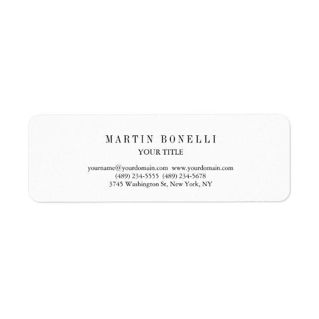 Etiqueta Plata delgada profesional negro y blanco (Frente)