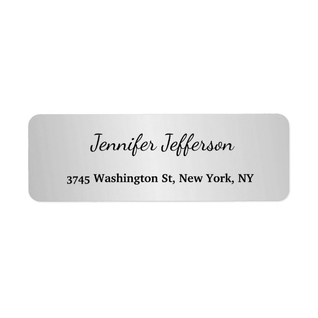 Etiqueta Plata Gris Moderno Profesional de escritura a mano (Frente)