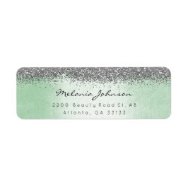 Etiqueta Plata Sparkly Purpurina Plata Mint Green Metallic