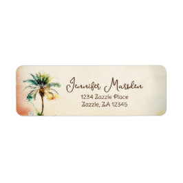 Etiqueta Playa de acuarela