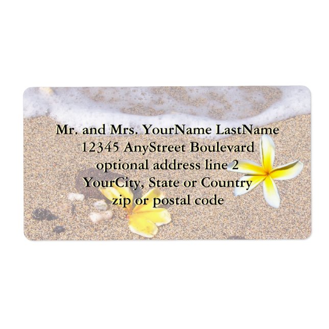 Etiqueta Playa de Plumeria Tropical (Frente)