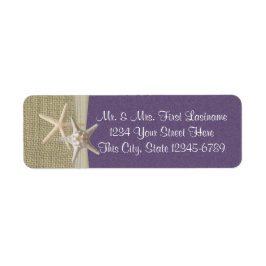 Etiqueta Playa Starfish y morada Burlap