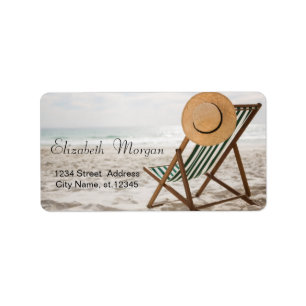 Etiqueta Playa Tropical, Arena, Silla, Relajarse
