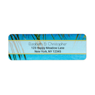 Etiqueta Playa Tropical con Palm Fronds