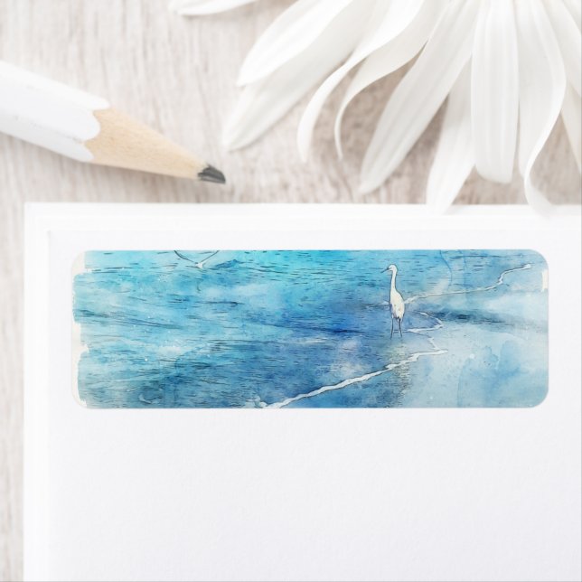 Etiqueta Playa tropical en azul turquesa Aqua Verde azulado (In situ)