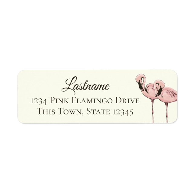 Etiqueta Playa tropical Flamingo rosa (Frente)