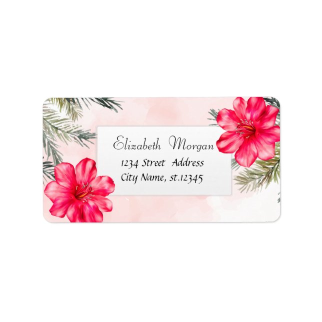 Etiqueta Playa Tropical Moderna, Palm Leaves, Hibiscus (Frente)