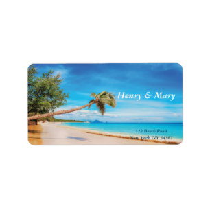 Etiqueta Playa tropical (nombre y dirección personalizados