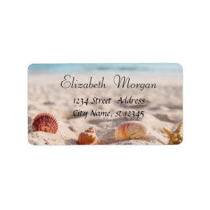 Etiqueta Playa Tropical, Verano, Arena, Aguas Marinas