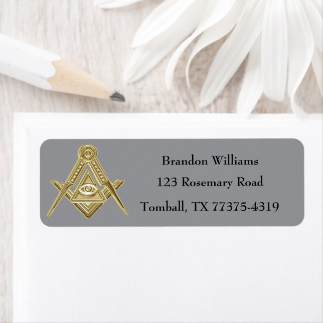 Etiqueta Plaza masónica y brújula masónica masonesa (In situ)