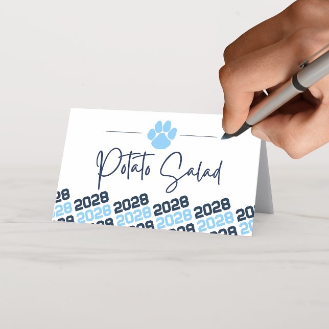 Etiqueta plegable, comida o (Baby Blue & Navy  Folding Label Tents for Food, Drinks or Place Cards)