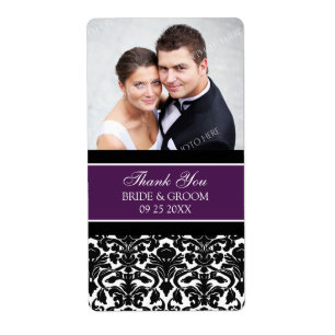 Etiqueta Plum Black Damask Photo Wedels