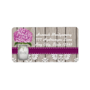 Etiqueta Plum Hydrangea Monogrammed Mason Jar