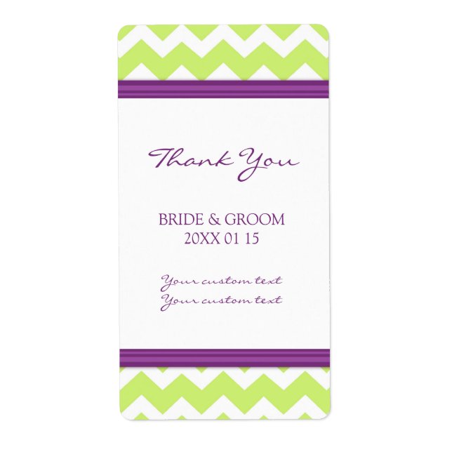 Etiqueta Plum Lime Chevron Bodas (Frente)