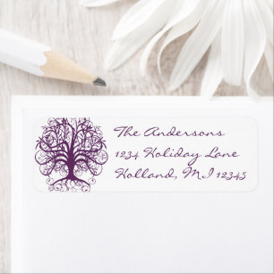 Etiqueta Plum Swirl Tree Return Address