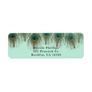 Etiqueta Plumas de pavo real y luces de cuerda Invitación r