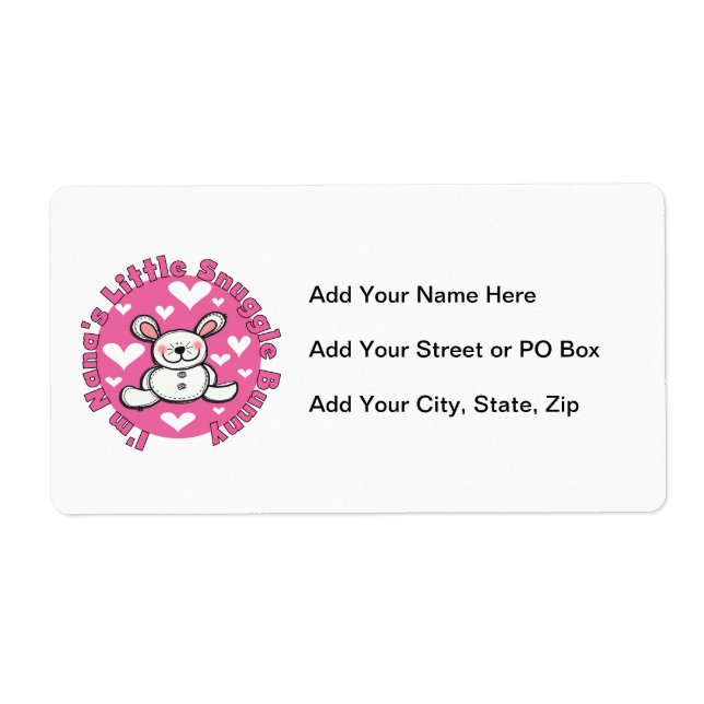 Etiqueta Poco conejito del Snuggle de Nana (Frente)