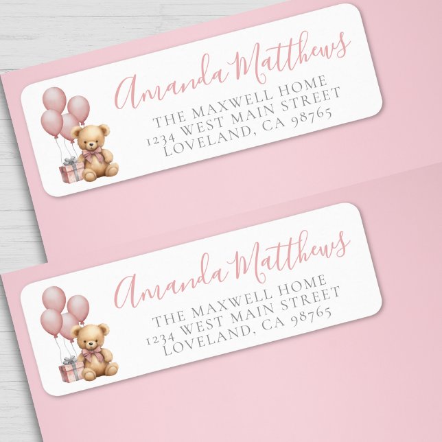 Etiqueta Podemos Esperar A Chica Rosado Baby Shower (We Can Bearly Wait Pink Girl Baby Shower label)