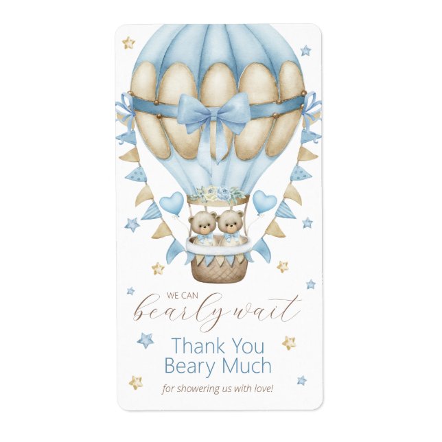 Etiqueta Podemos Esperar A Twin Boy Gracias (Frente)