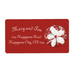 Etiqueta poesía en flor de cerezo sakura elegante rojo blan