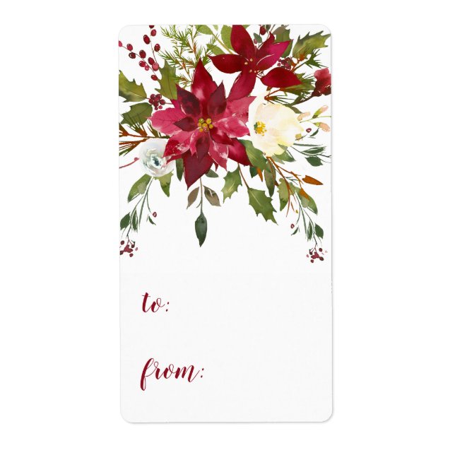 Etiqueta Poinsettia A De Los Navidades (Frente)