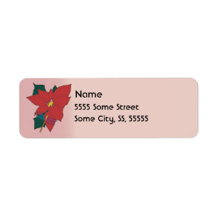 Etiqueta Poinsettia con la libélula con rojo
