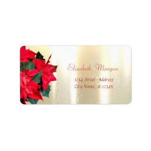 Etiqueta Poinsettia de Navidad, Oro