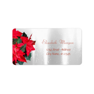 Etiqueta Poinsettia de Navidad, Plata