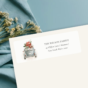 Etiqueta Poinsettia Floral Navidades Car New House