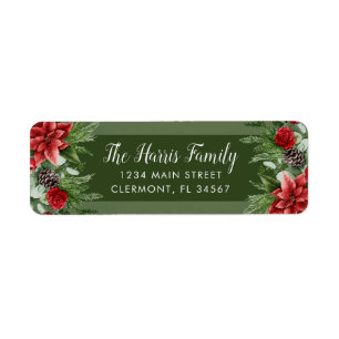 Etiqueta Poinsettia Pinecone Green Spruce