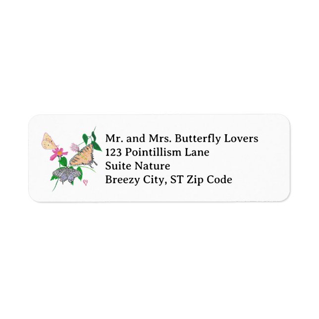 Etiqueta Pointillism Butterflies Address Labels (Frente)